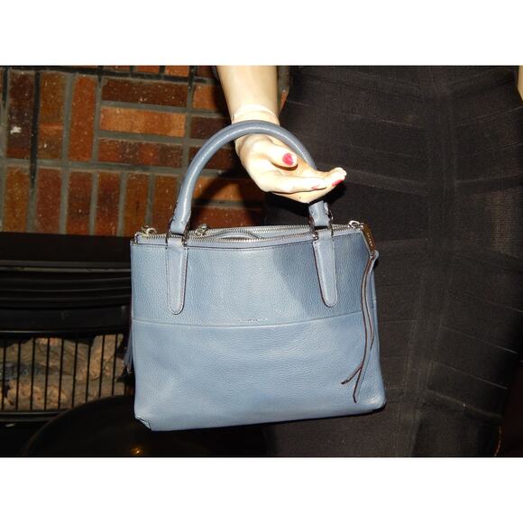 Coach 28163 Juniper Blue Leather MINI BOROUGH BAG Satchel Crossbody - Picture 1 of 12